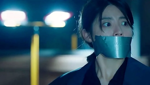 Korean Woman Wraparound Tape Gagged
